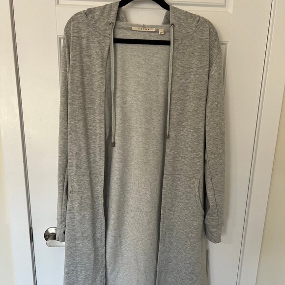 EUC - Large- Light Grey - Long Hooded Cardigan - Picture 3 of 4